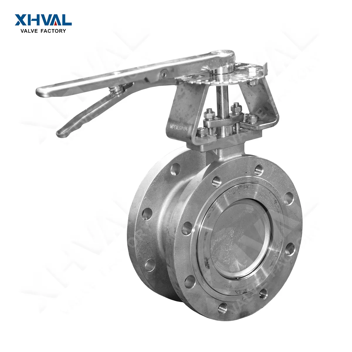 Handle-operated double eccentric butterfly valve
