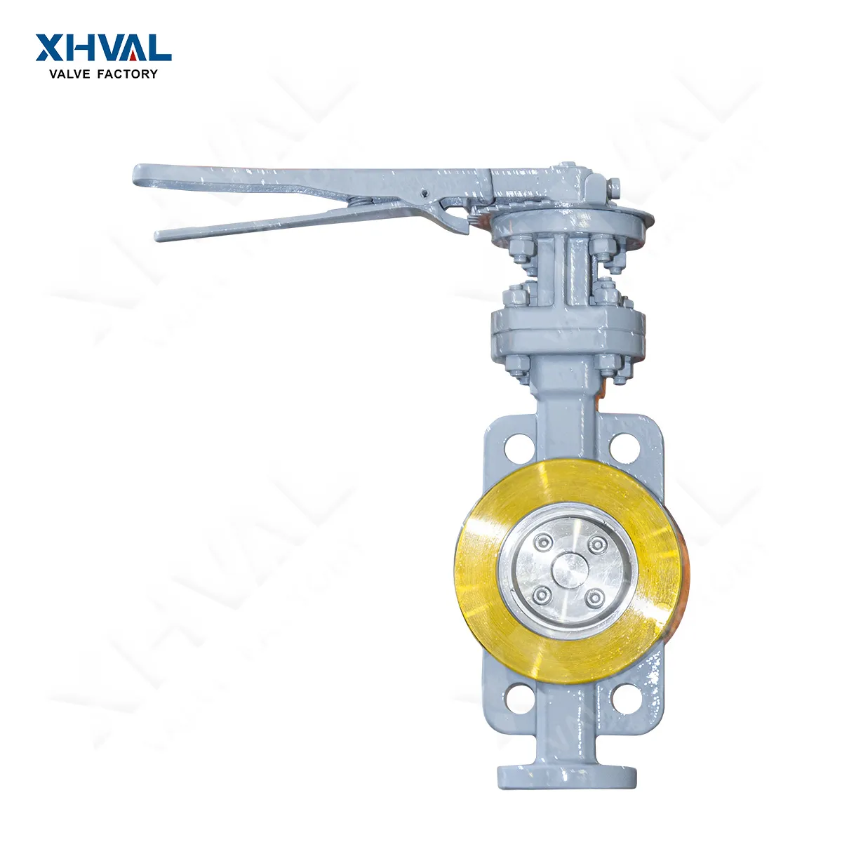 Handle-operated triple-offset butterfly valve
