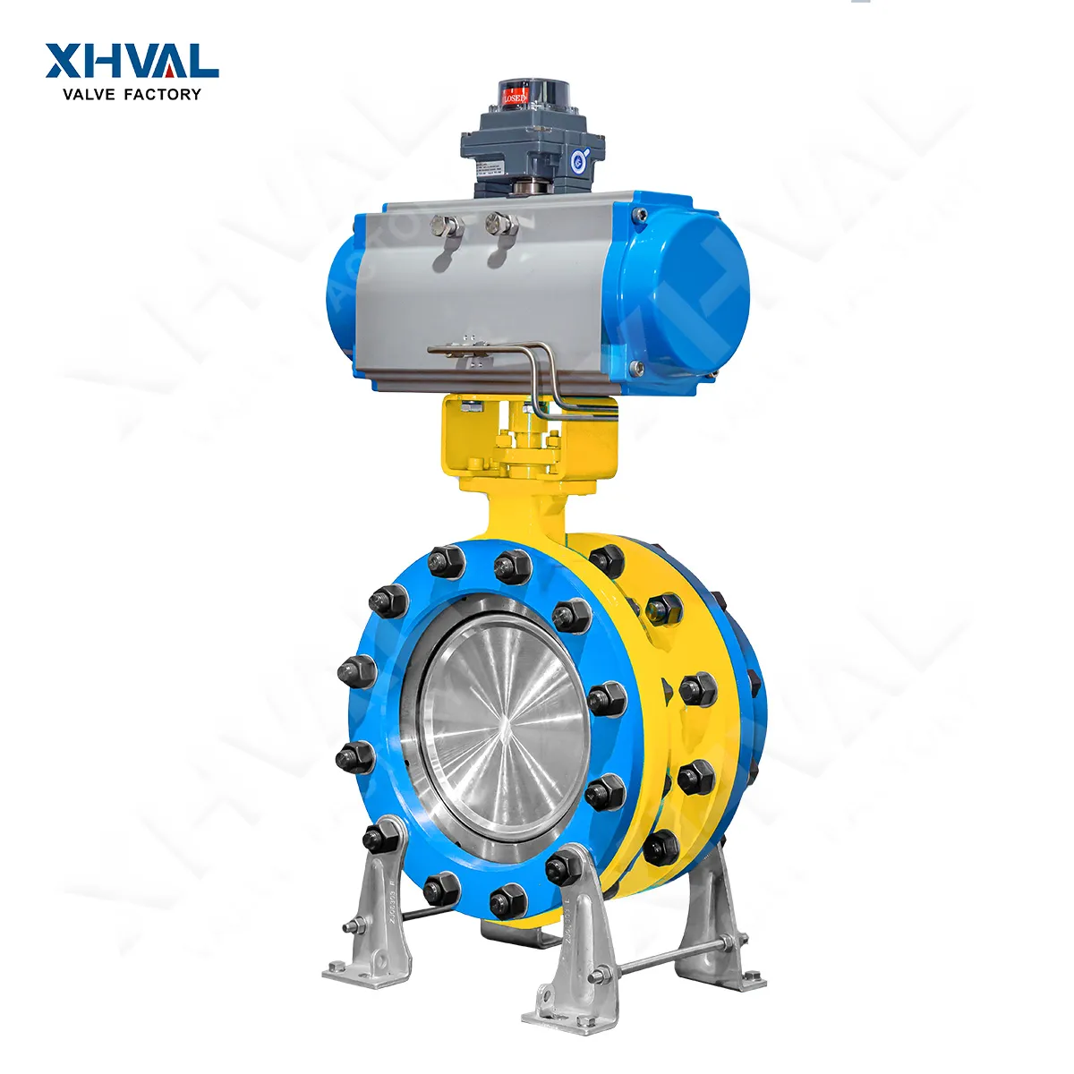 Pneumatic flanged double eccentric butterfly valve