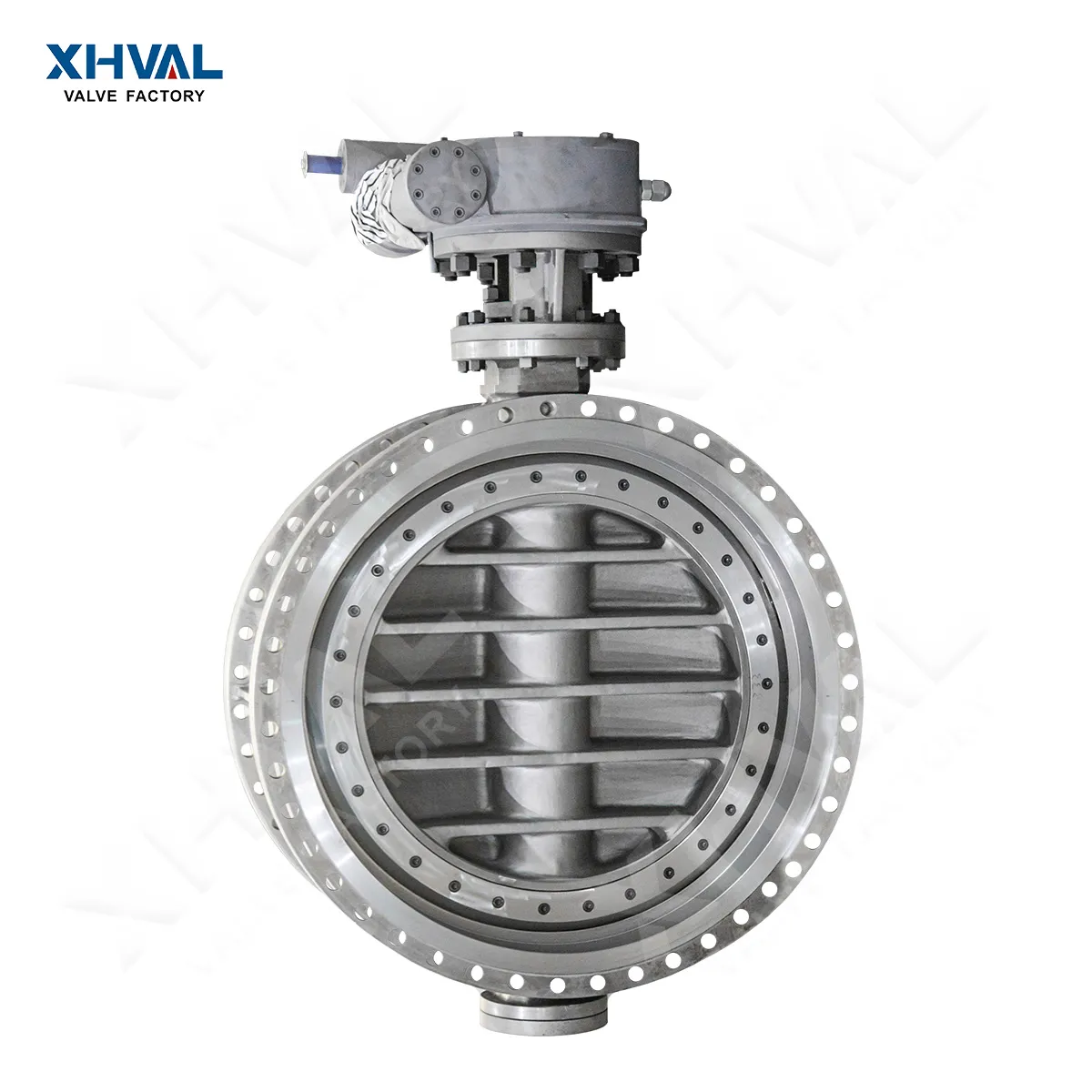 Triple eccentric flanged turbine head butterfly valve